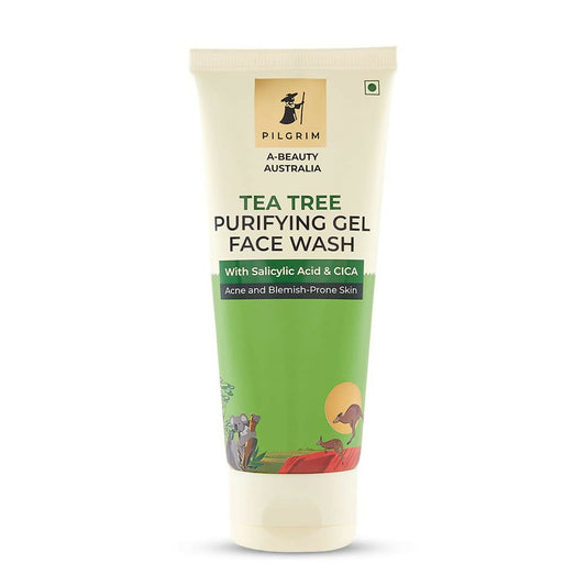 Tube of Pilgrim Australia Tea Tree Purifying Gel Face Wash on a white background