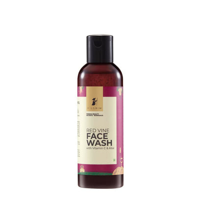 Bottle of Red Vine Face Wash with Vitamin C & Aloe on a white background