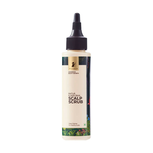 Scalp scrub bottle with black cap on a white background