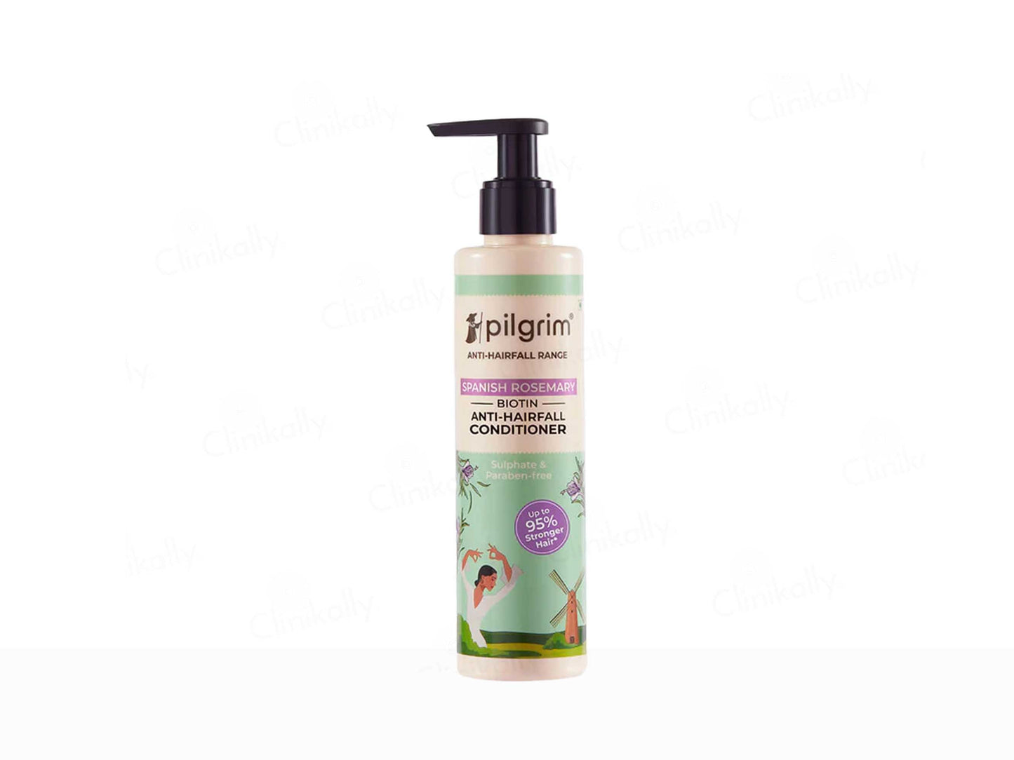 Bottle of Pilgrim hair care product on a white background