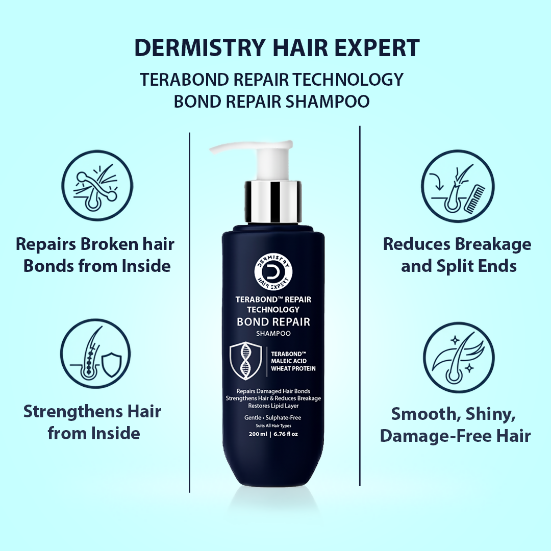 Dermistry Bond Repair Shampoo with TeraBond Maleic Acid Protein Strengthens Weak Hair