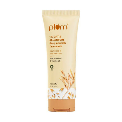 Plum Oat & Allantoin deep nourish face wash tube on a white background
