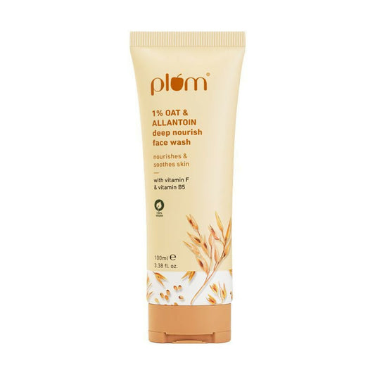 Plum Oat & Allantoin deep nourish face wash tube on a white background
