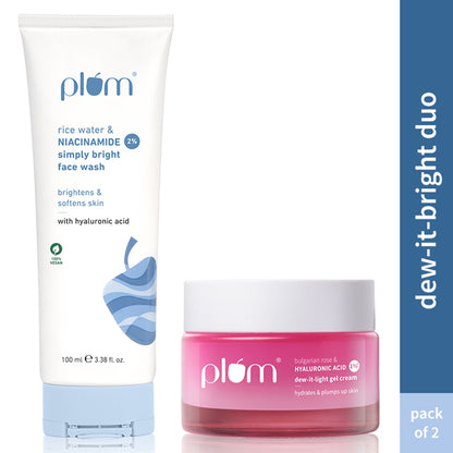 Plum Niacinamide & Hyaluronic Acid Face Wash & Moisturizer Combo For Bright, Hydrated & Plumped Skin