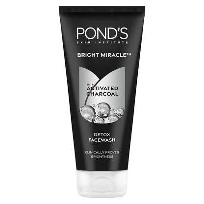Ponds Bright Miracle detox facewash with activated charcoal on a white background