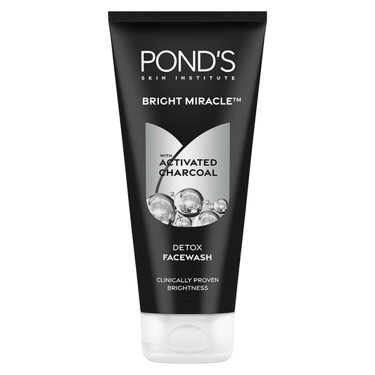 Ponds Bright Miracle detox facewash with activated charcoal on a white background