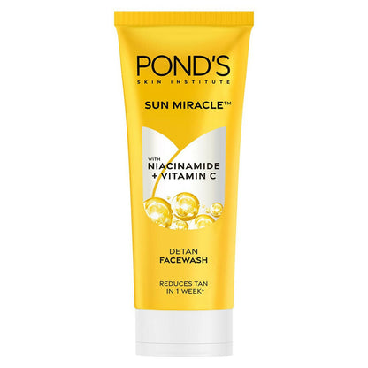 Pond's Sun Miracle Detan Facewash tube on a white background