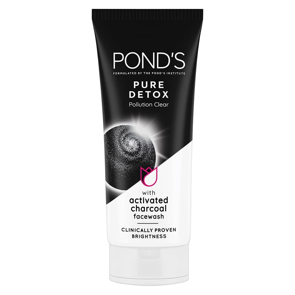 Ponds Pure Detox face wash tube on a white background