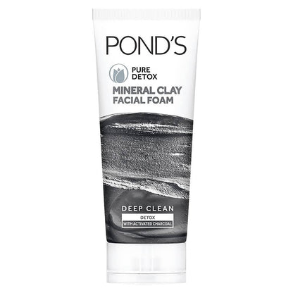 Pond's Pure Detox Mineral Clay Facial Foam packaging on a white background