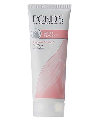 Pond's White Beauty face wash tube on a white background