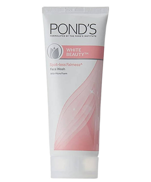 Pond's White Beauty face wash tube on a white background