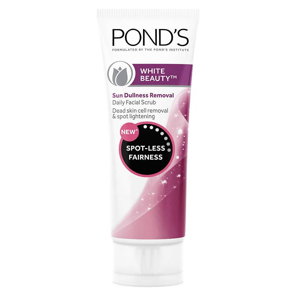Ponds White Beauty facial scrub tube on a white background