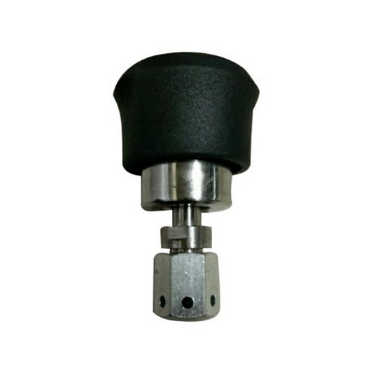 Black rubber bumper with metal base on a white background