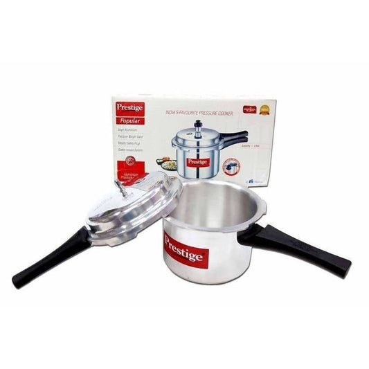 Prestige pressure cooker with a box on a white background