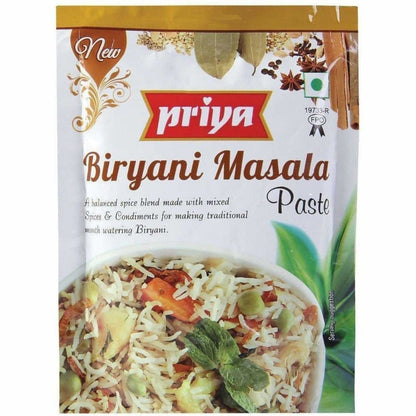 Priya Biryani Masala Paste packaging with a bowl of biryani on the front.