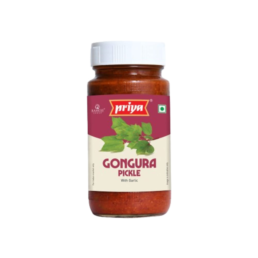 Jar of Priya Gongura Pickle on a white background