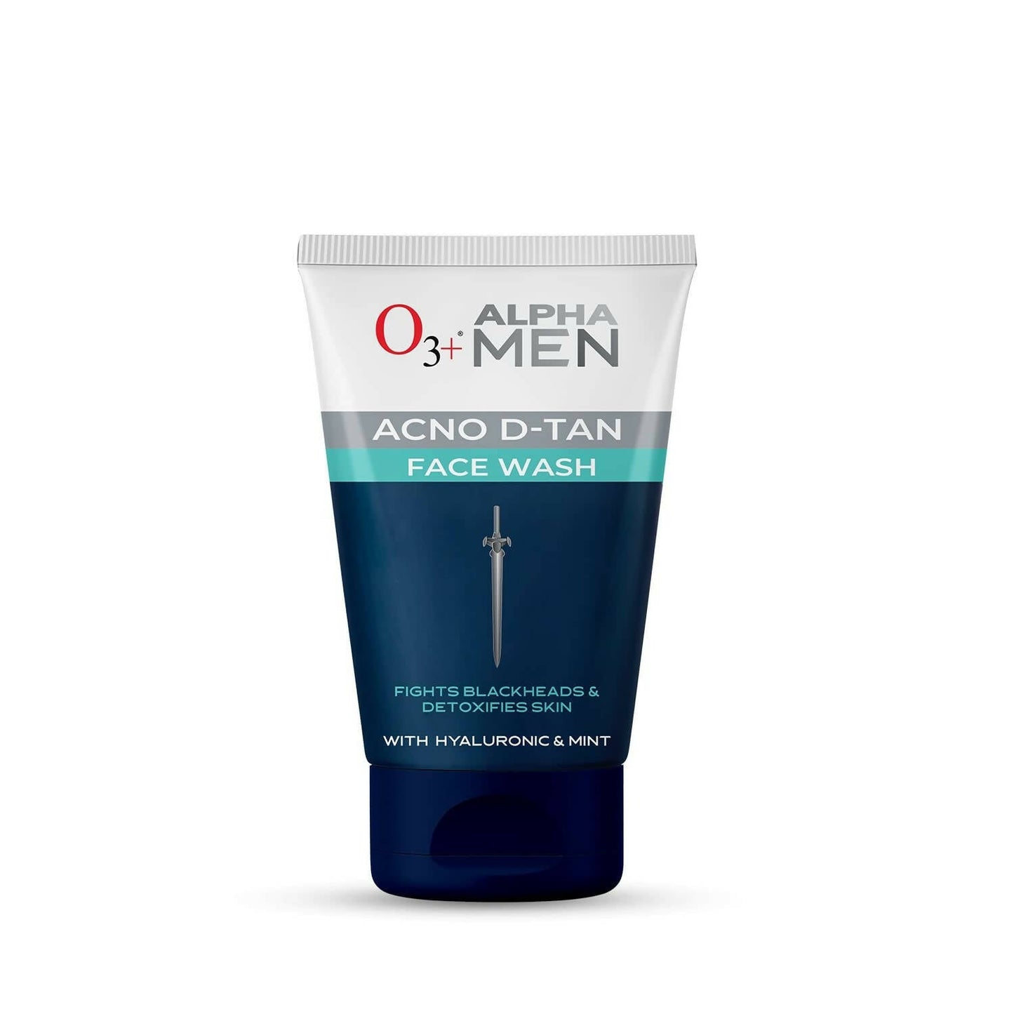 Alpha O3+ Men Acno D-Tan Face Wash tube on a white background