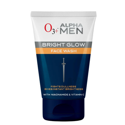 Alpha Men O3+ Bright Glow Face Wash tube on a white background
