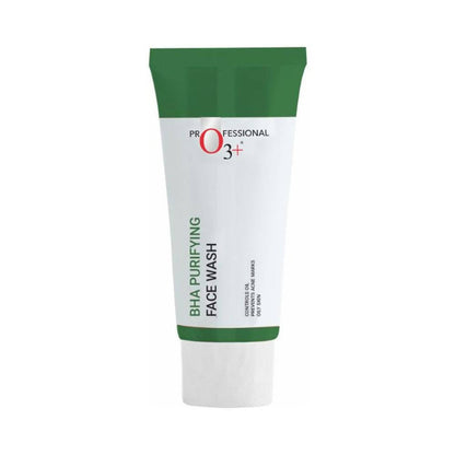 Tube of O3+ BHA Purifying Face Wash on a white background