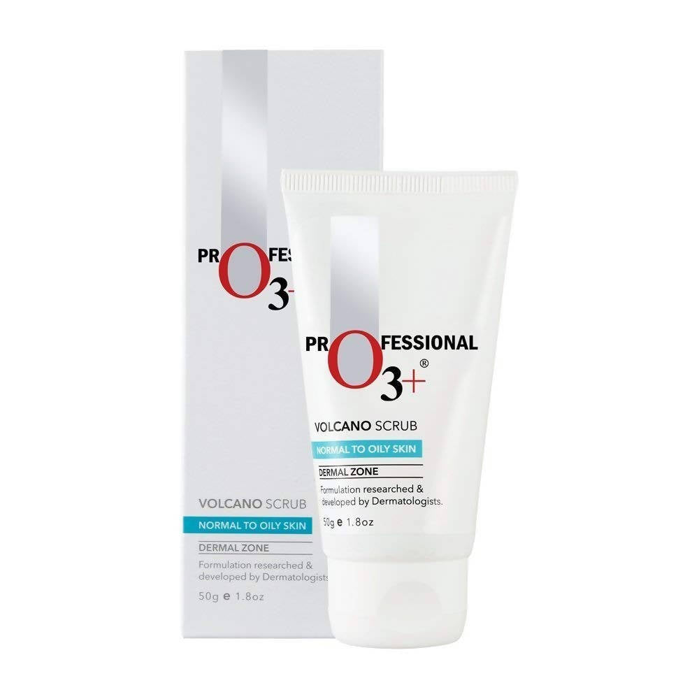 O3+ Volcano Scrub with packaging on a white background