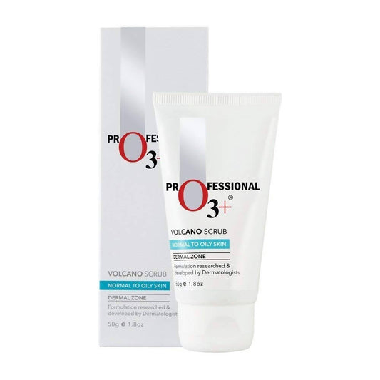 O3+ Volcano Scrub with packaging on a white background