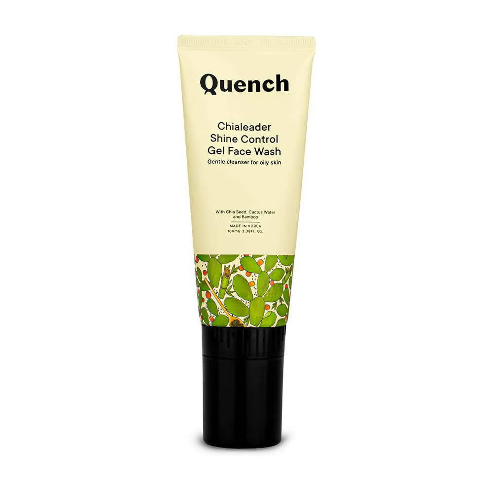 Tube of Quench Chialeader Shine Control Gel Face Wash on a white background
