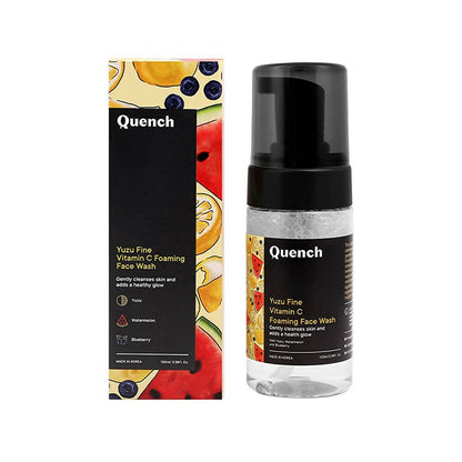 Quench Yuzu Fine Vitamin C Foaming Face Wash with packaging on a white background
