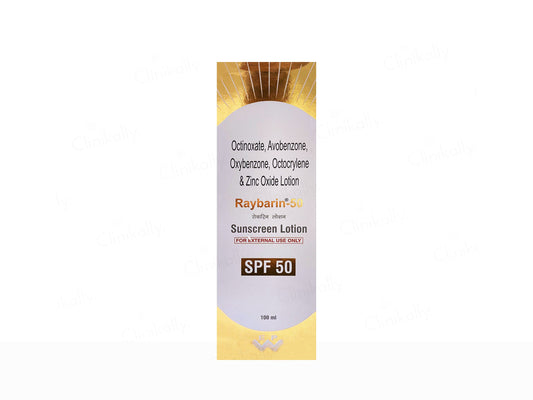 Rayban-30 sunscreen lotion packaging on a white background