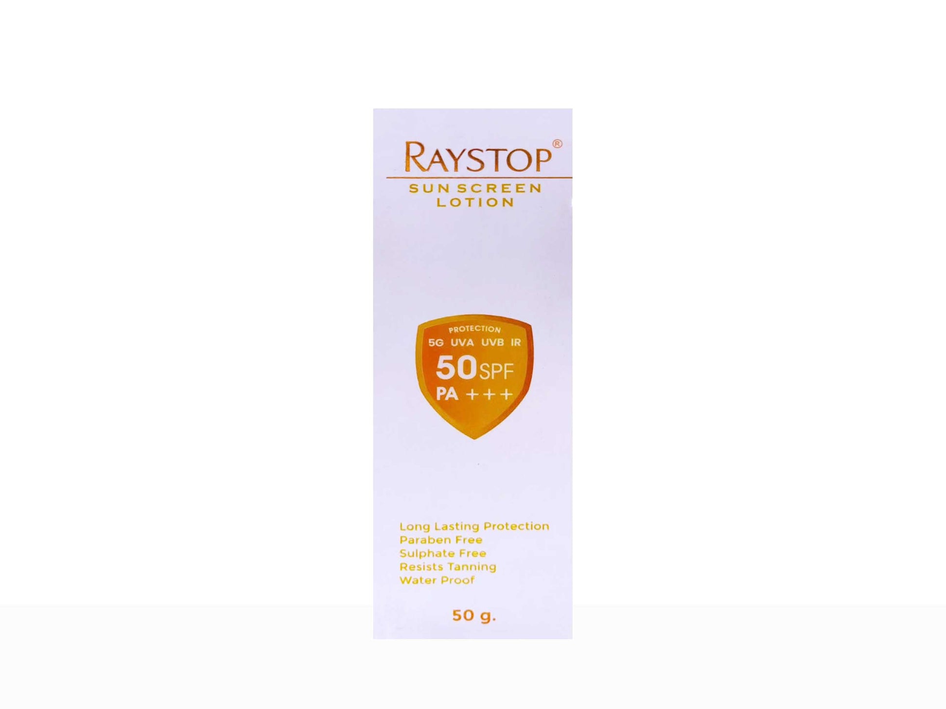 Raystop sunscreen lotion packaging on a white background