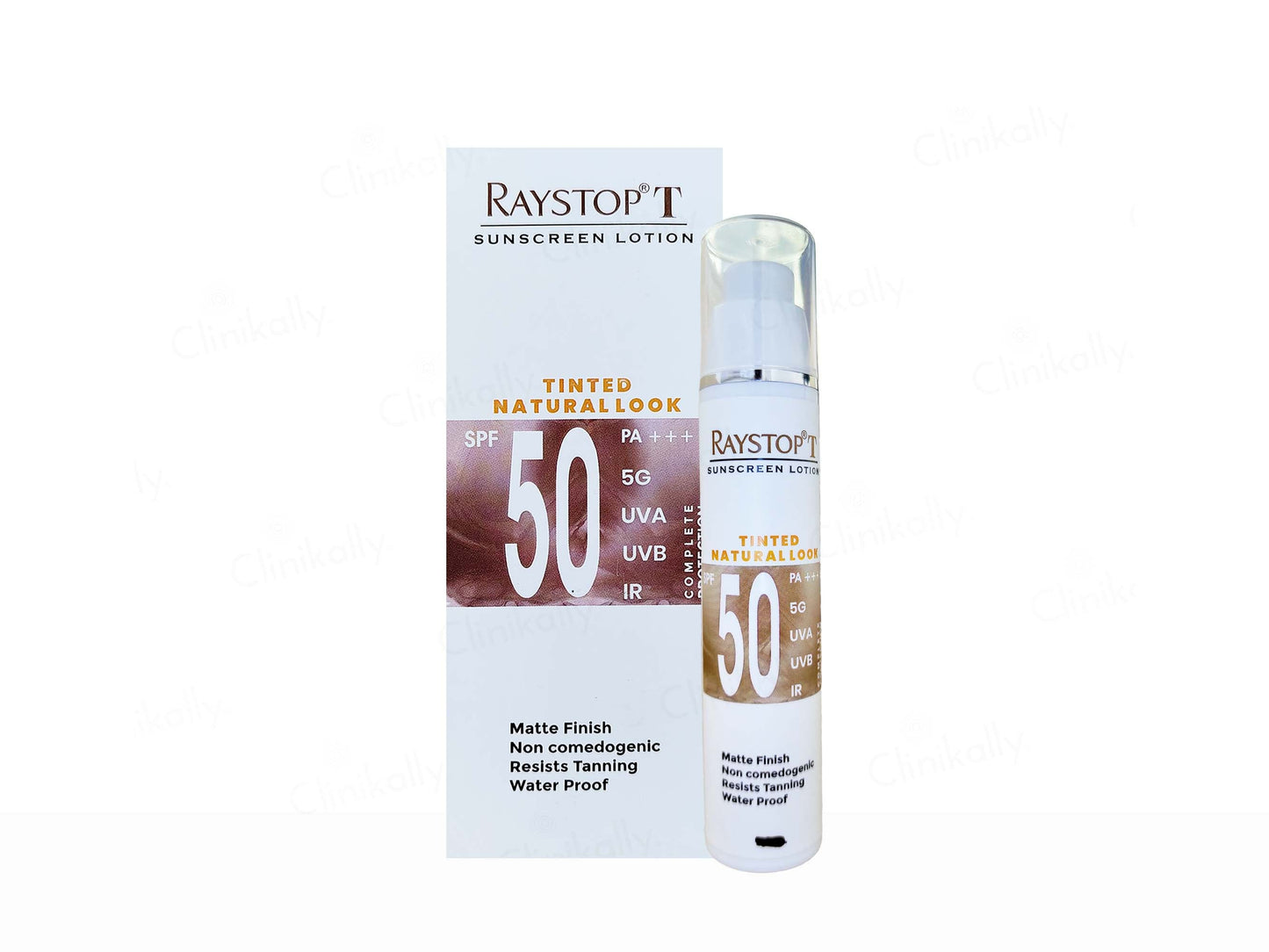 Raystop sunscreen lotion with packaging on a white background