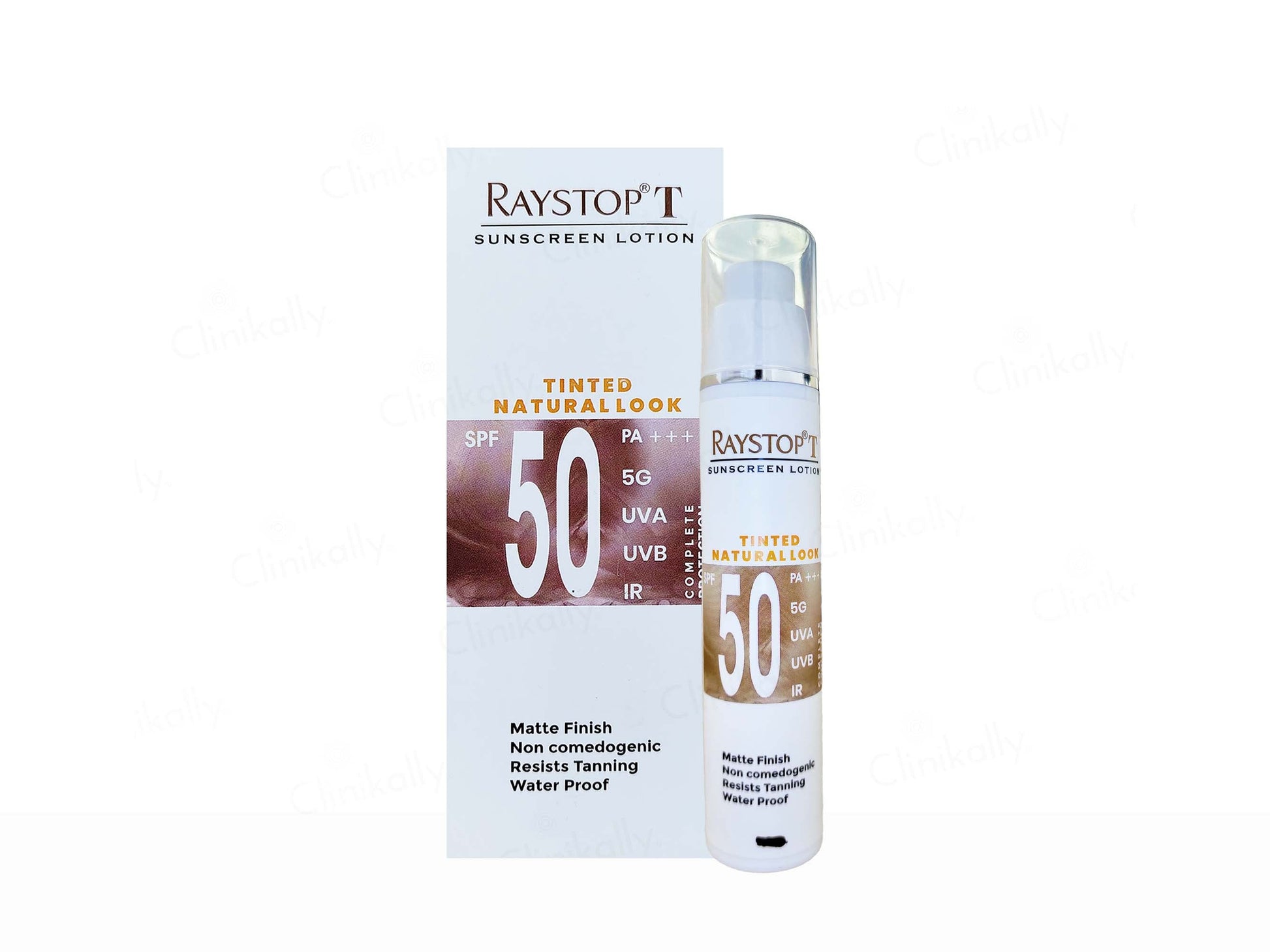 Raystop sunscreen lotion with packaging on a white background