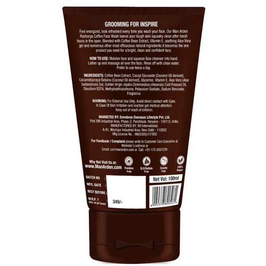 Man Arden Coffee Face Wash - No Parabens, Sulphate, Silicones
