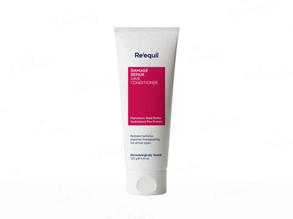 Tube of Reequil Damage Repair Conditioner on a white background
