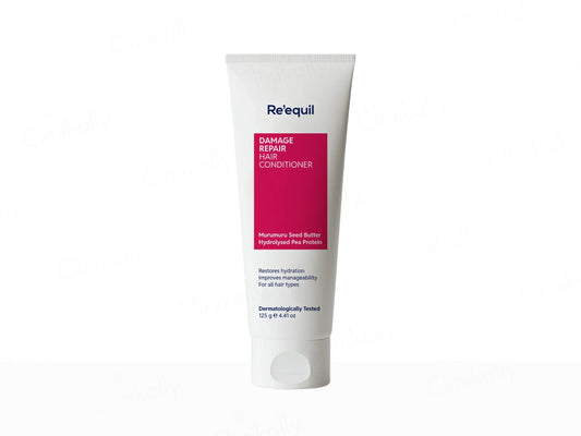 Tube of Reequil Damage Repair Conditioner on a white background