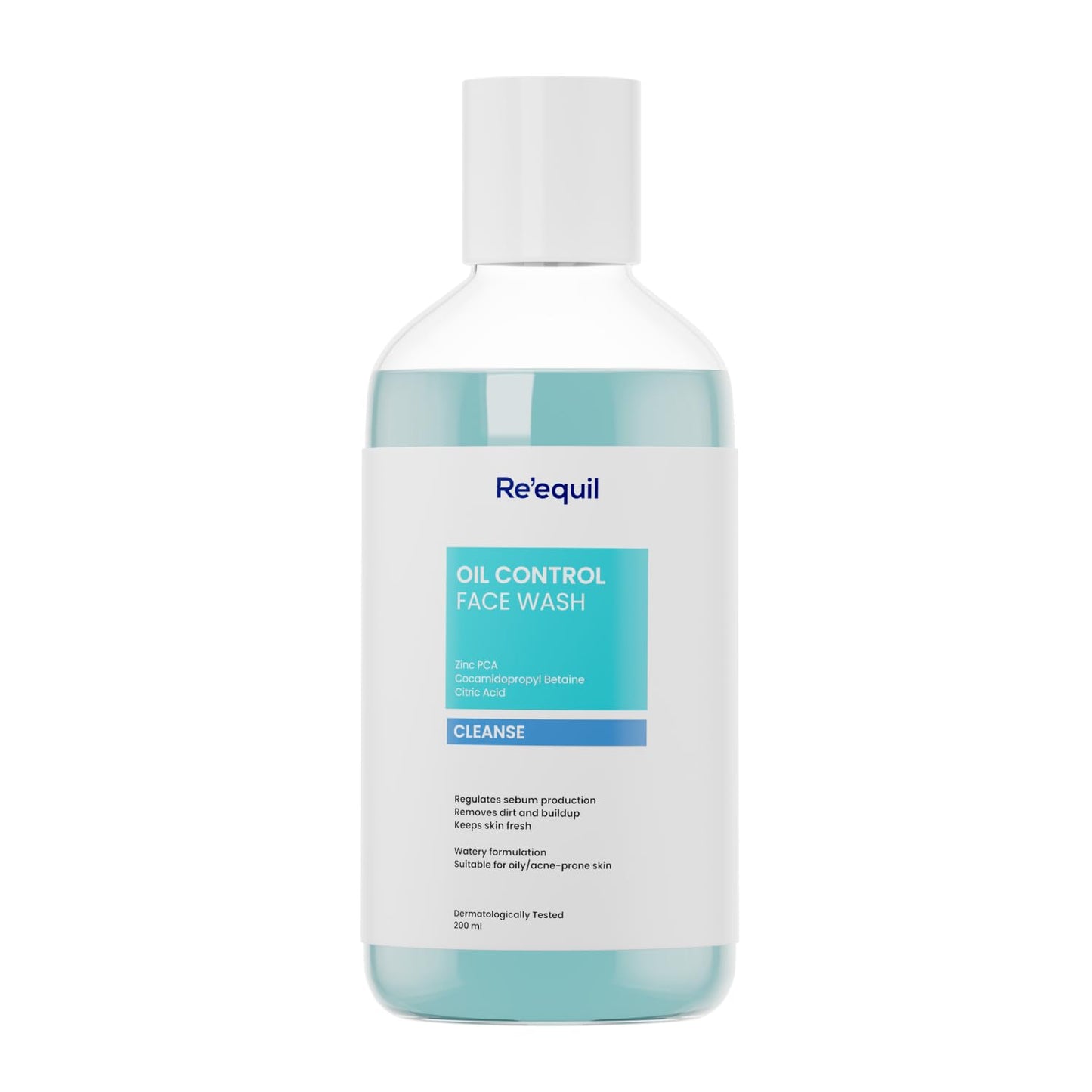 Bottle of Reequil Oil Control Face Wash on a white background