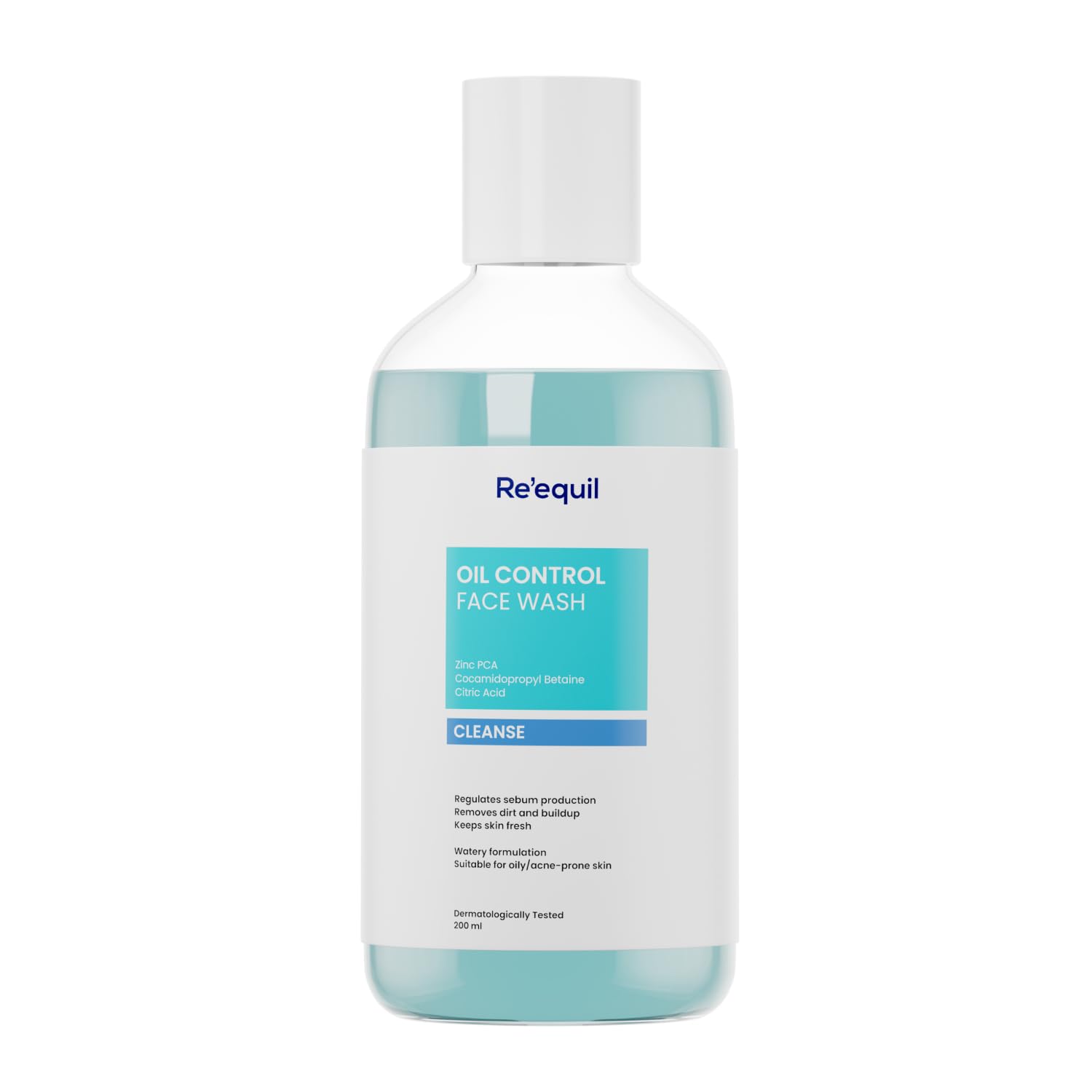 Bottle of Reequil Oil Control Face Wash on a white background