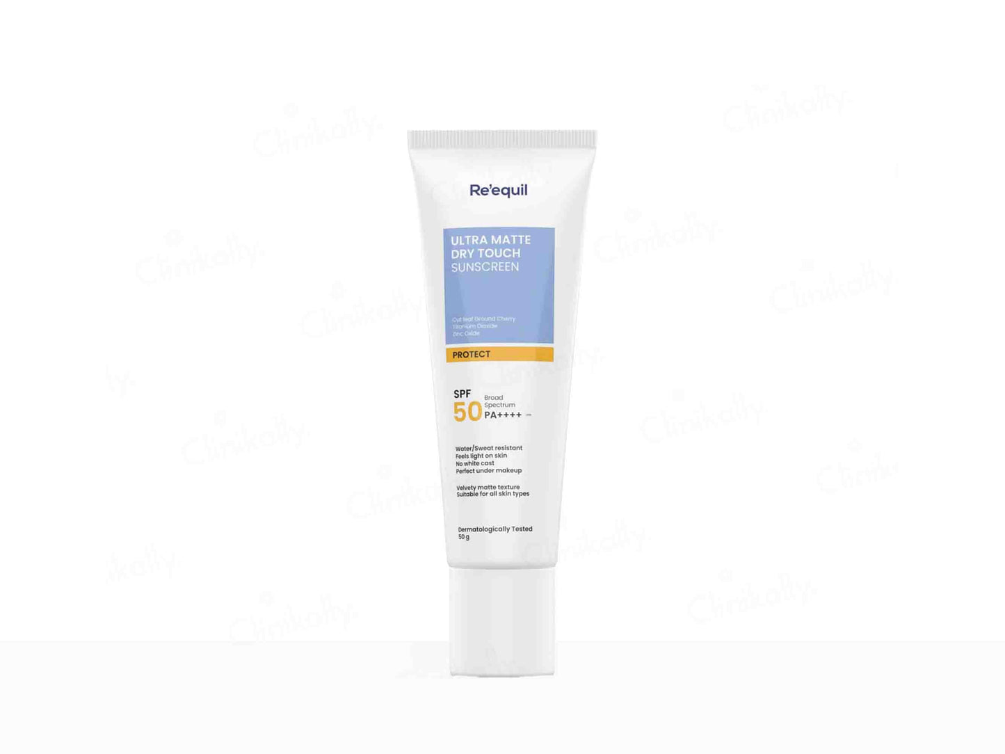 Tube of Referquill sunscreen cream on a white background