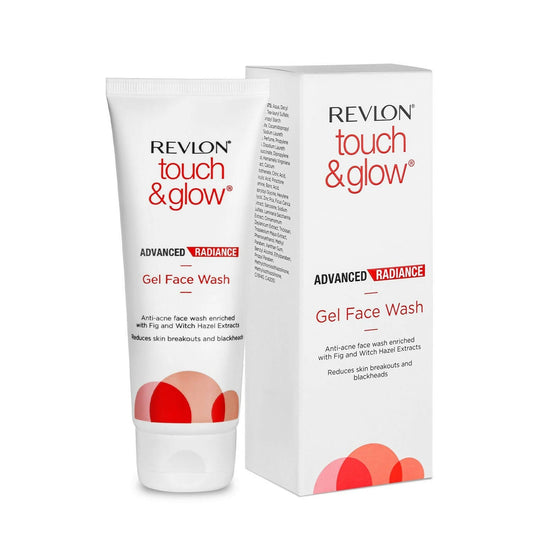 Revlon Touch & Glow Gel Face Wash with packaging on a white background