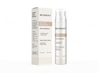 Ricekraft oil-free moisturizer with packaging on a white background