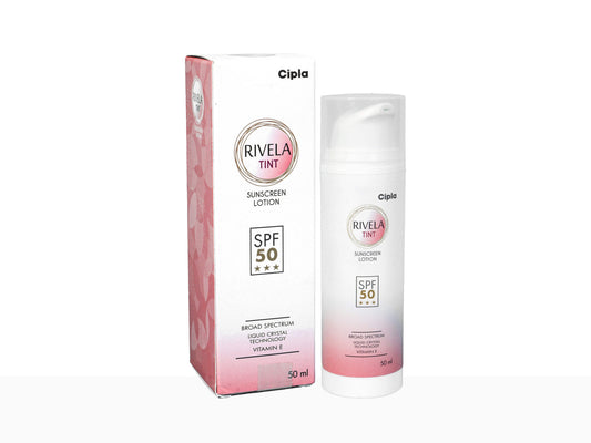 Cipla Rivelatint sunscreen lotion and packaging on a white background