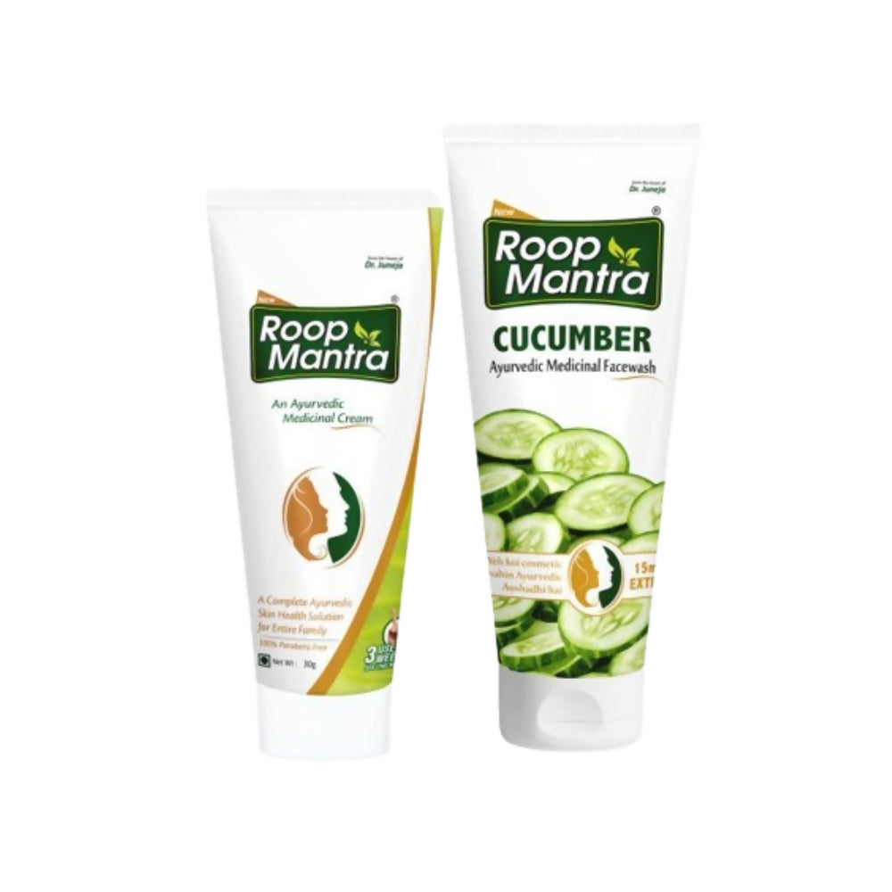 Two Roop Mantra skincare products on a white background