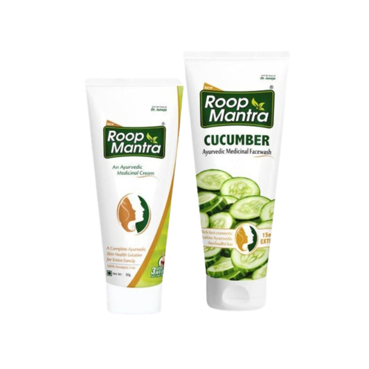 Two Roop Mantra skincare products on a white background