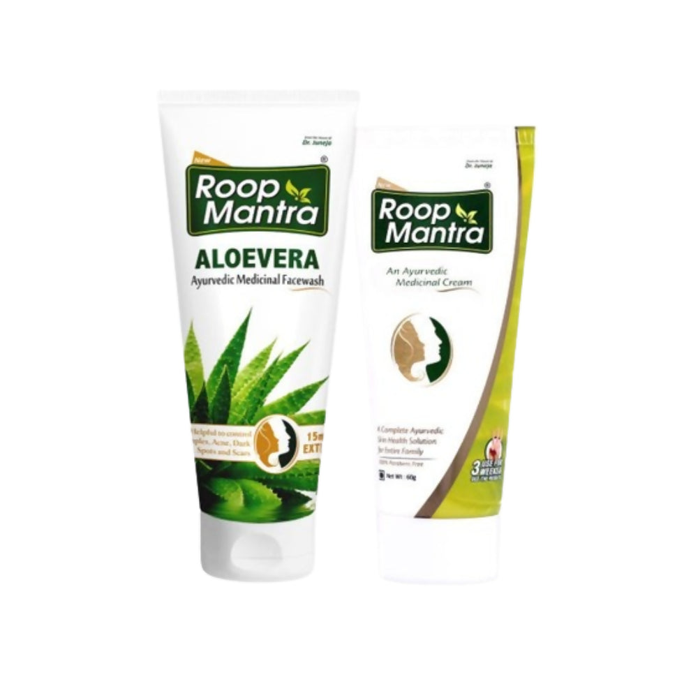Two Roop Mantra skincare products on a white background