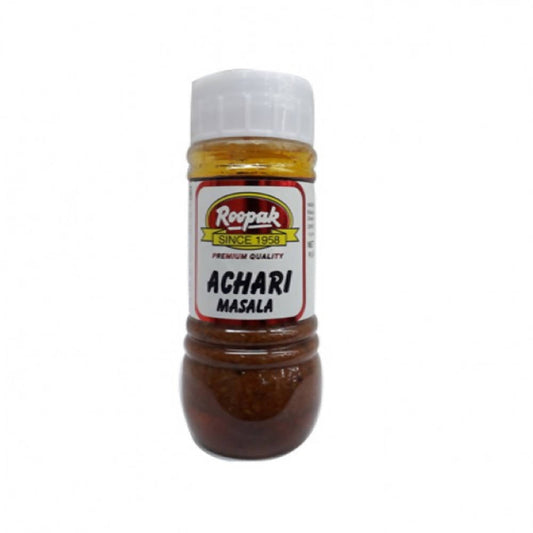 Bottle of Roopak Achari Masala on a white background