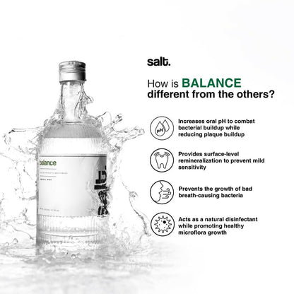 Salt. Oral Care Balance Mouthwash Natural Alkaline Probiotic Mouthwash with Basil Mint