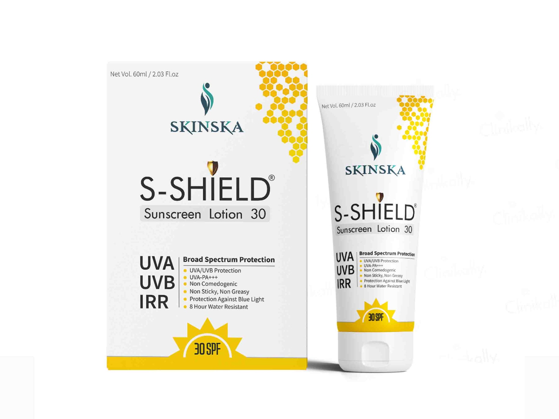 Skinska S-Shield Sunscreen Lotion 30 packaging and tube on a white background
