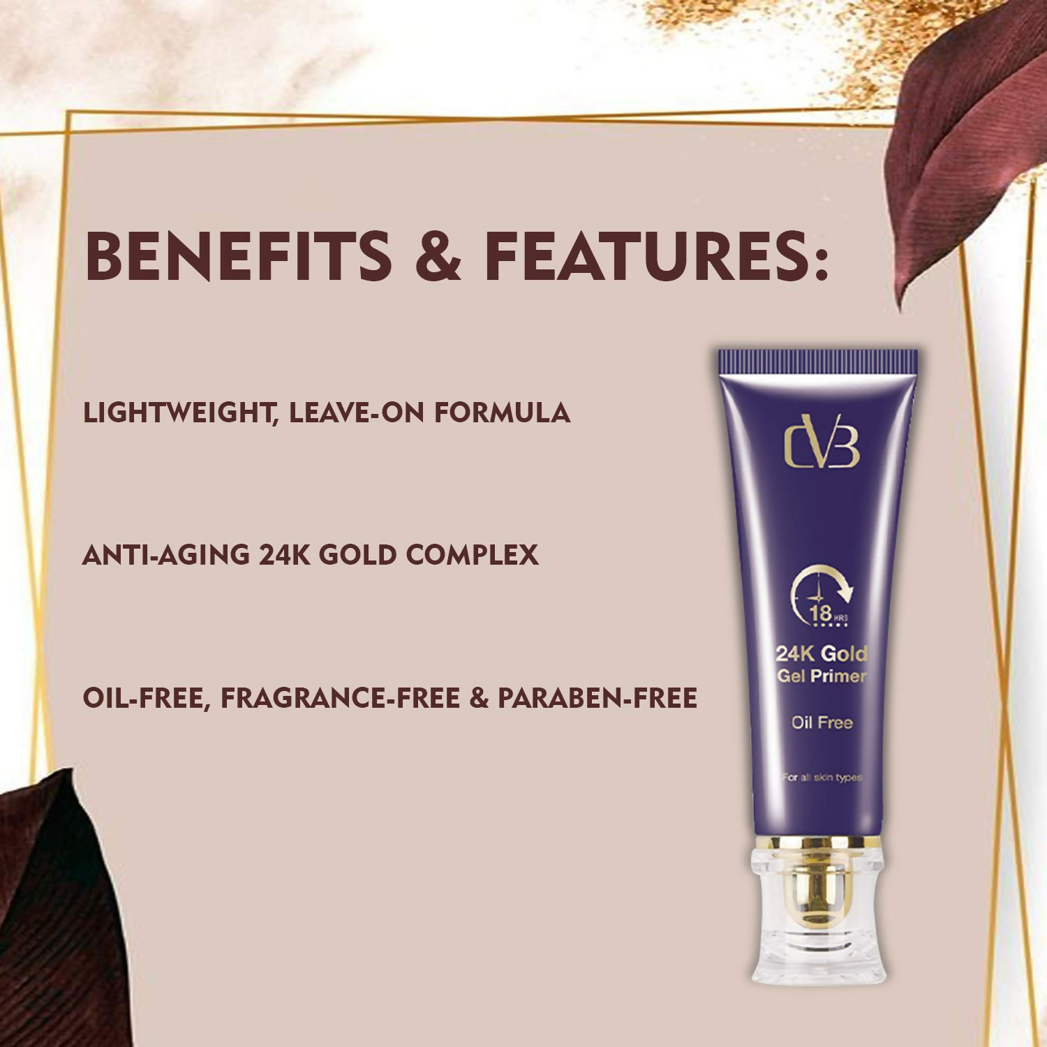 CVB C15 24K Gold Gel Primer for Pores Minimization Anti-Ageing Oil-Free