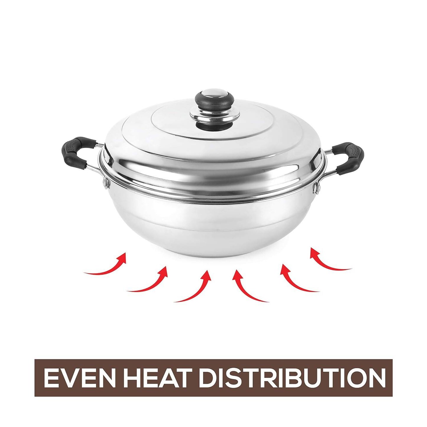 Cello Stainless Steel Induction Base Idli Cooker (Idly Maker) And Multi Kadhai With 6 Plates