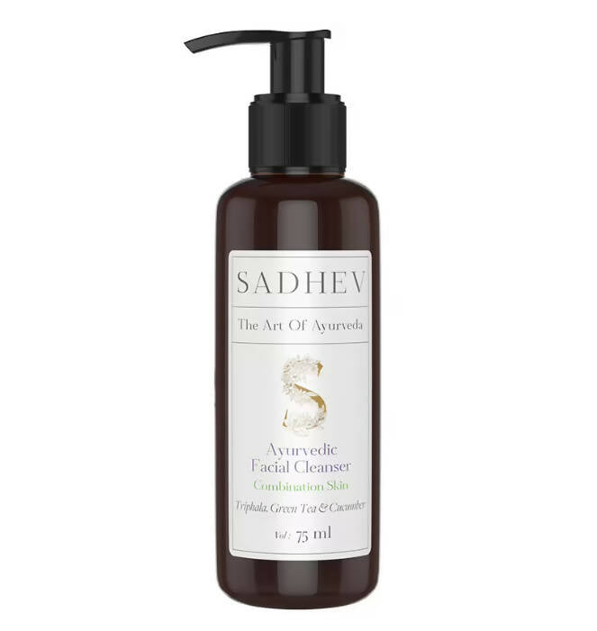 Brown bottle of Sadhev Ayurvedic Facial Cleanser on a white background