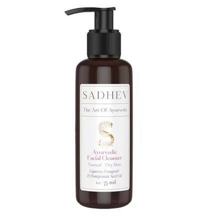 Brown bottle of Sadhev Ayurvedic Facial Cleanser on a white background